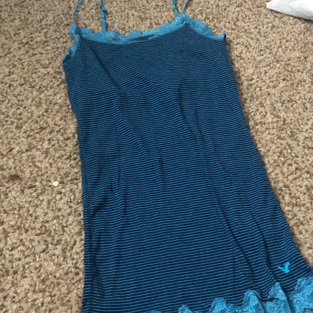 Blue and black striped tank top